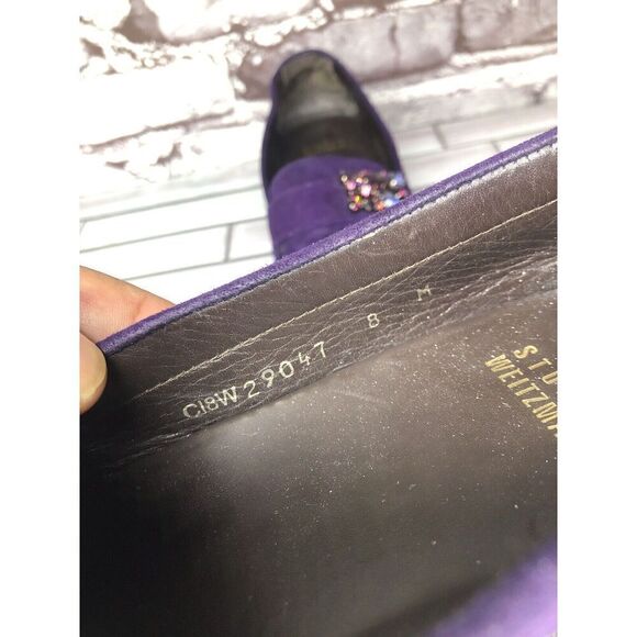 Stuart Weitzman Purple Suede Leather Rhinestone Pump Shoes Women Sz 8M US/38.5EU - Picture 10 of 16